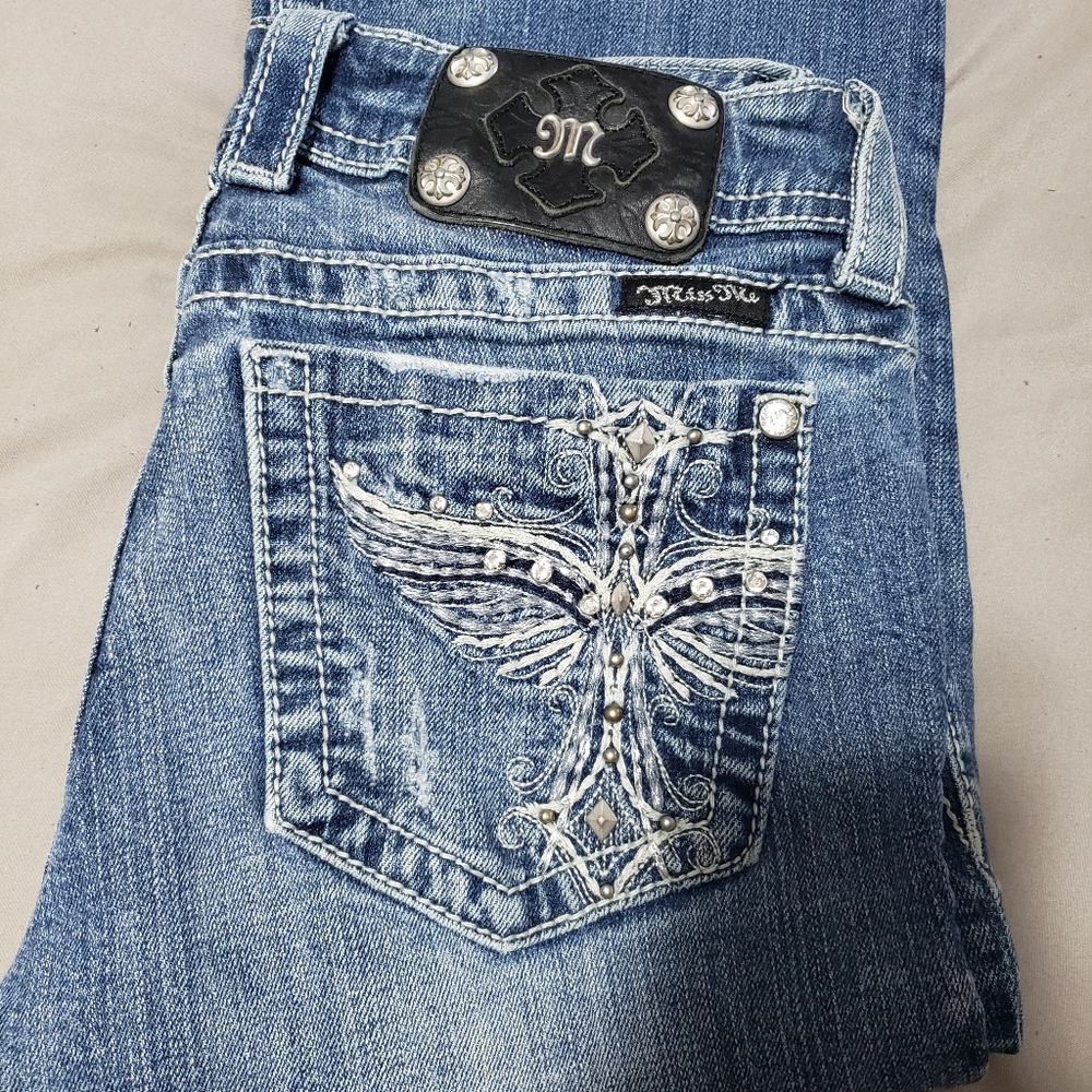 Skinny jeans miss me , white and silver pockets